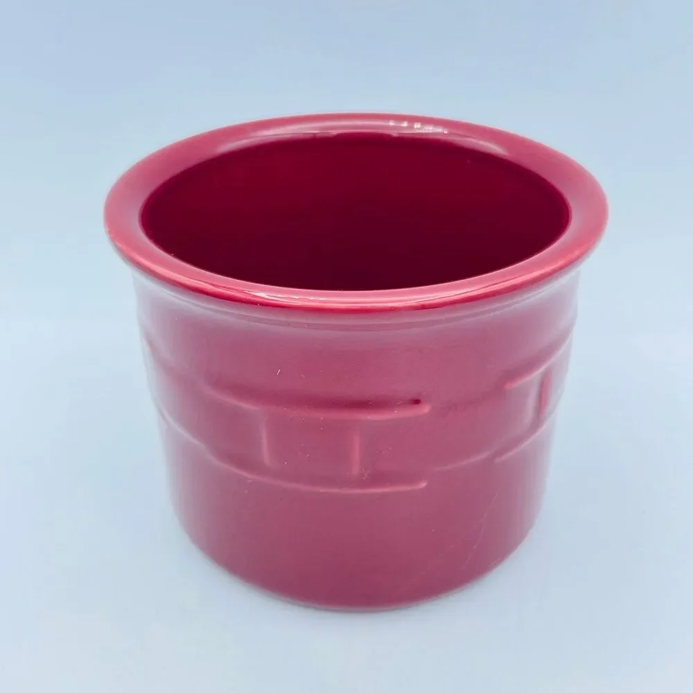 Longaberger Pottery Woven Traditions Paprika Red 1 Pint Small Crock 3.5